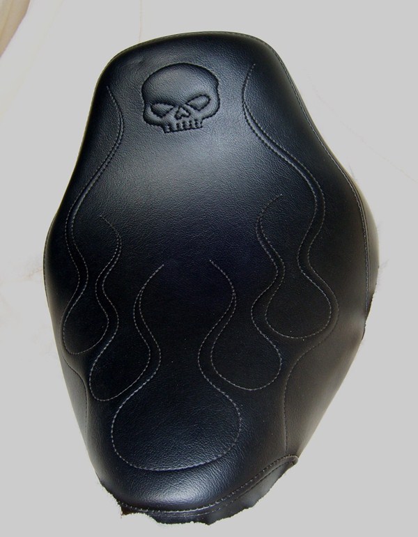 Solo Seat with Skull And 3D Flames Black Thread